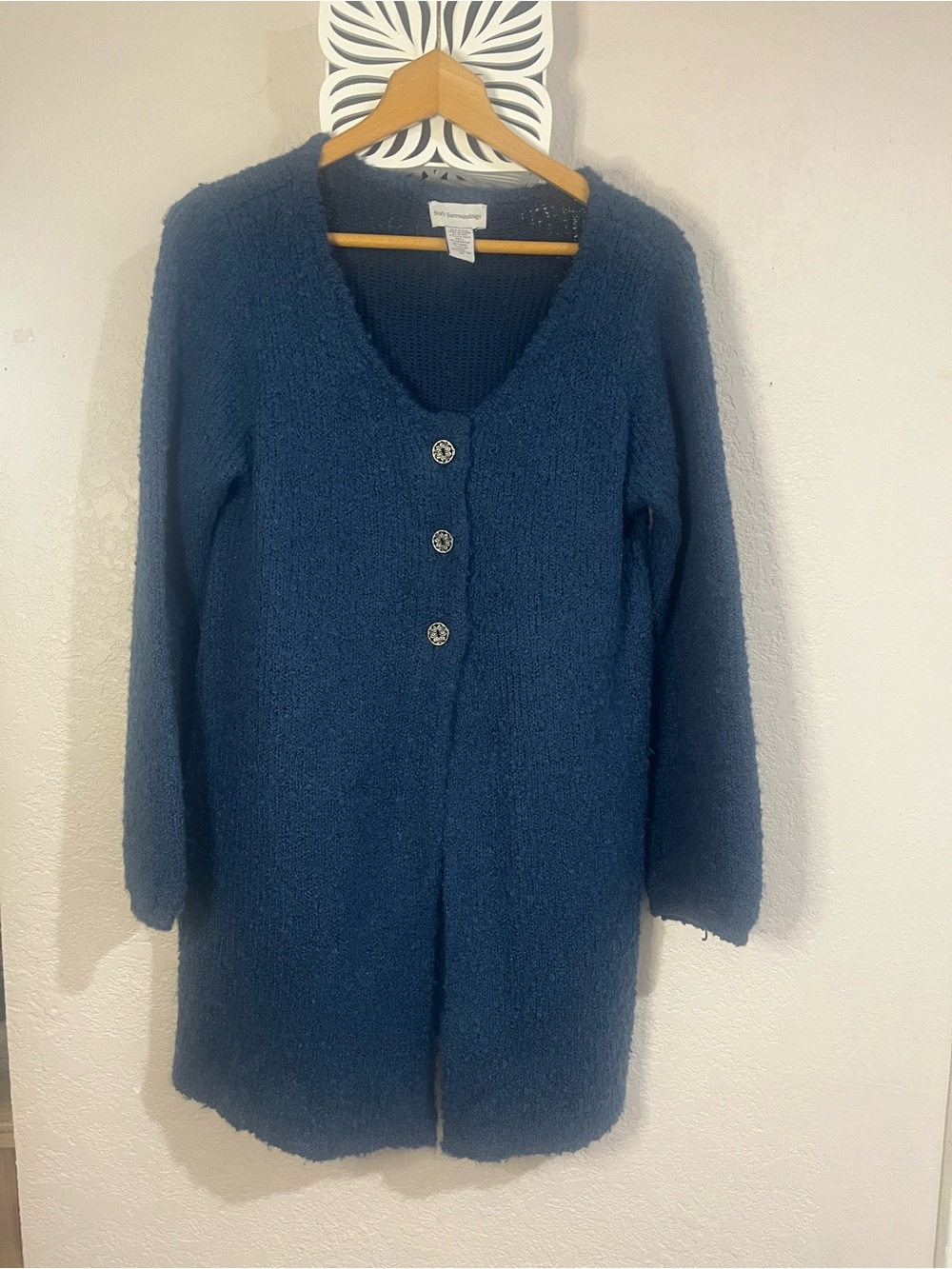 Soft Surroundings Deep Teal Long Button Cardigan